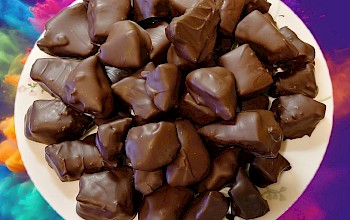 Dark chocolate covered honeycomb pieces